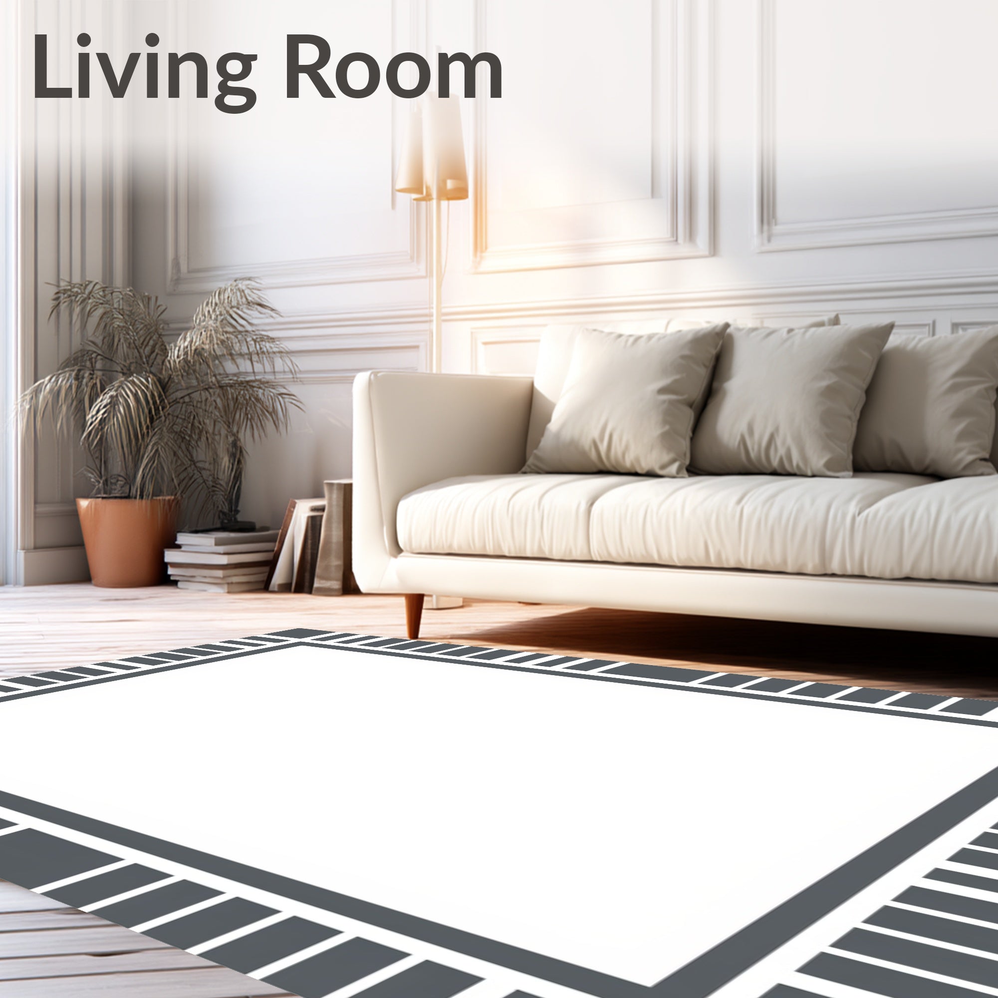 Modern Minimalist Rectangular Grid Design Rug