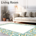Emerald Gold Leaf Swirls Rug