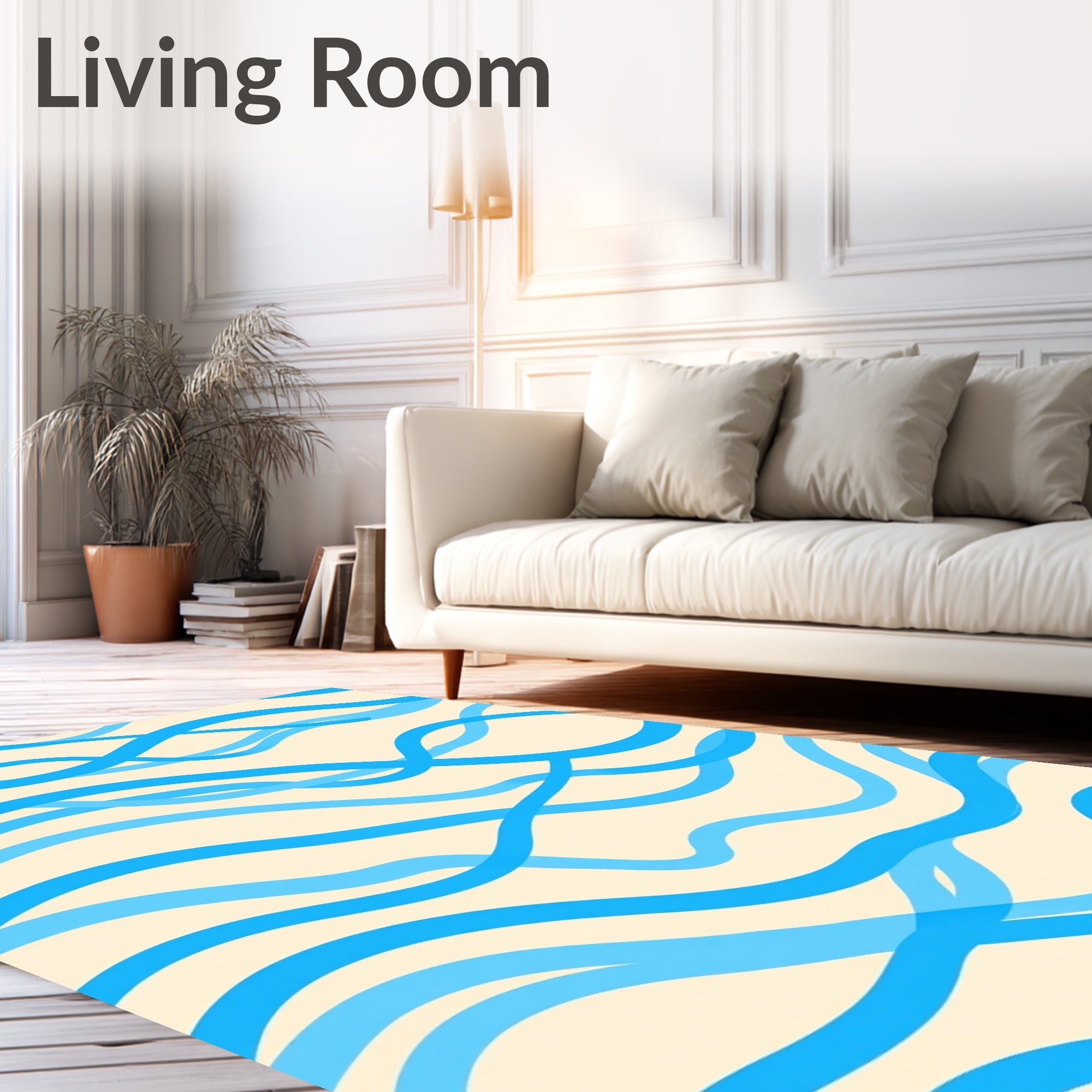 Flowing Blue Wave Pattern Rug