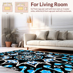 Intricate Blue White Geometric Mandala Rug