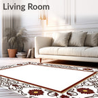 Rich Floral Scroll Pattern Border Rug