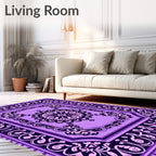 Ornate Violet Mandala Pattern Design Rug