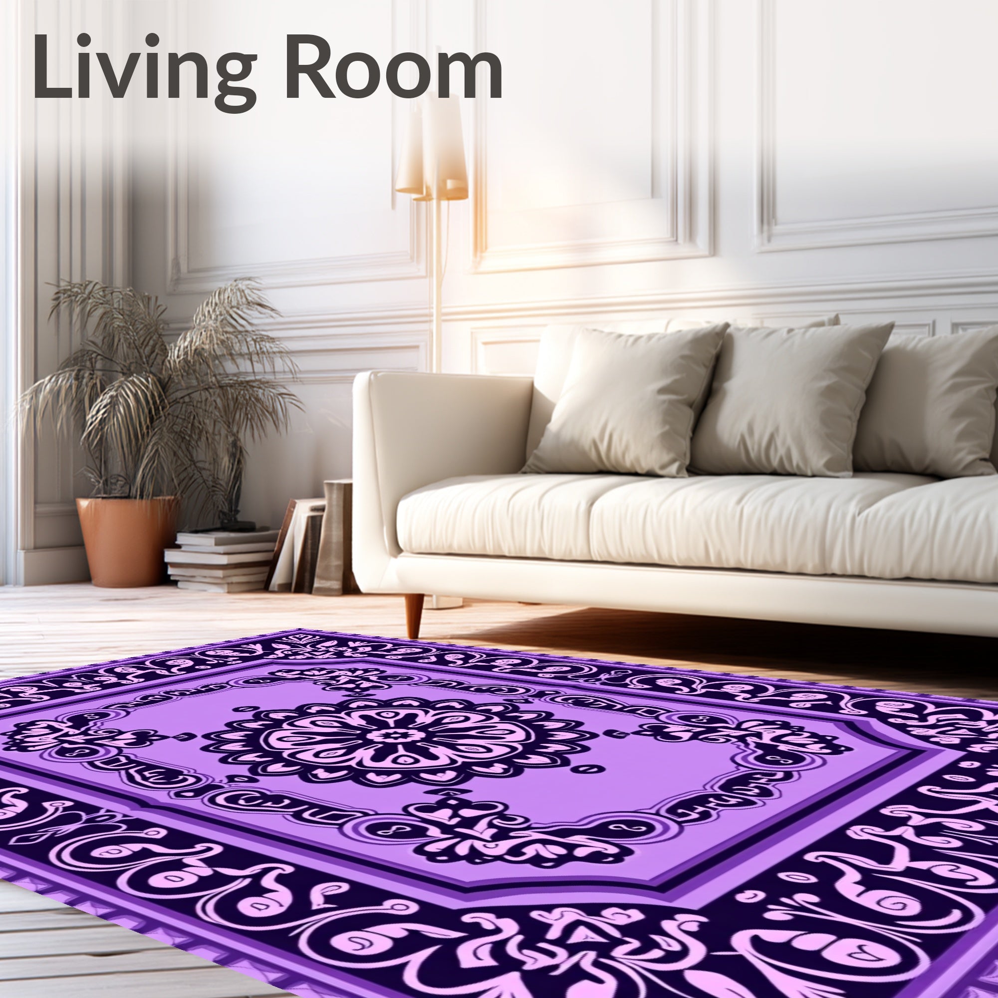 Ornate Violet Mandala Pattern Design Rug