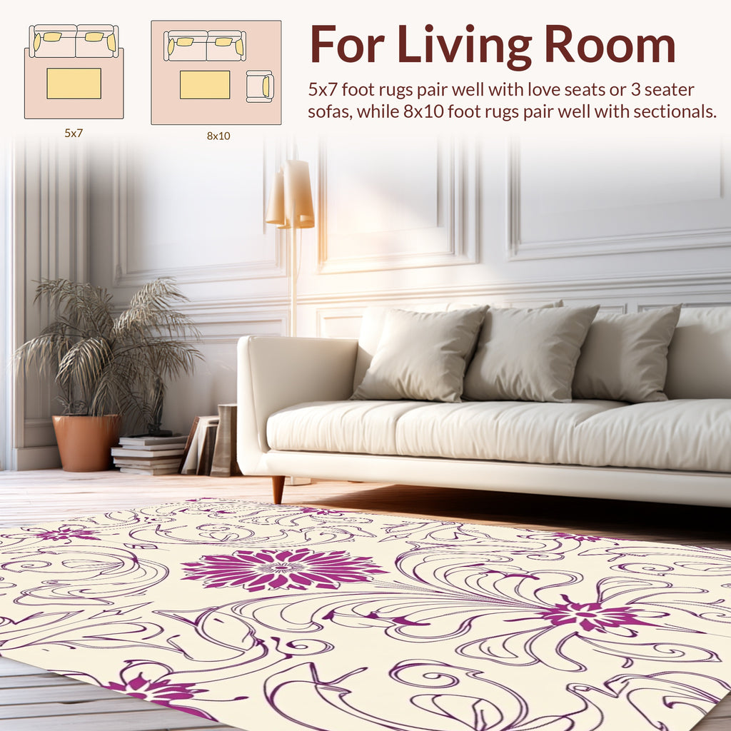 Elegant Floral Swirls Pattern Design Rug