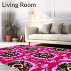 Bold Floral Pattern With Pink Accent Rug