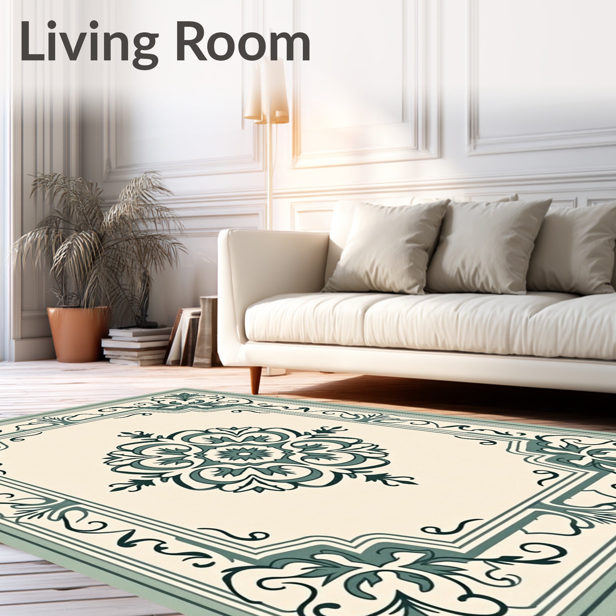 Ornate Floral Medallion And Border Design Rug