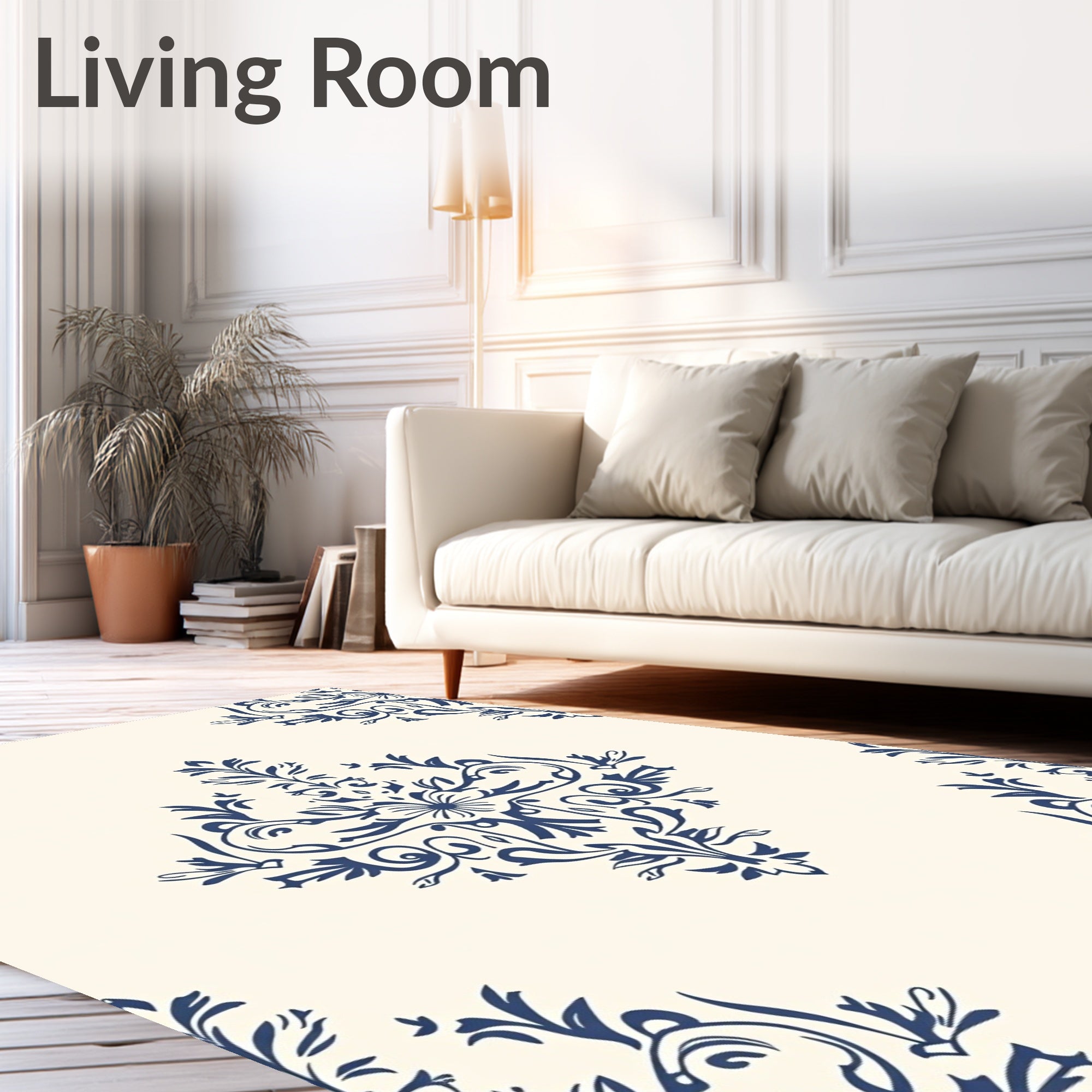 Ornate Floral Damask Design Rug
