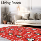 Whimsical Houses Red Pattern Rug