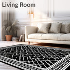 Monochromatic Black White Abstract Design Rug