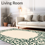 Elegant Scrollwork Floral Border Design Rug