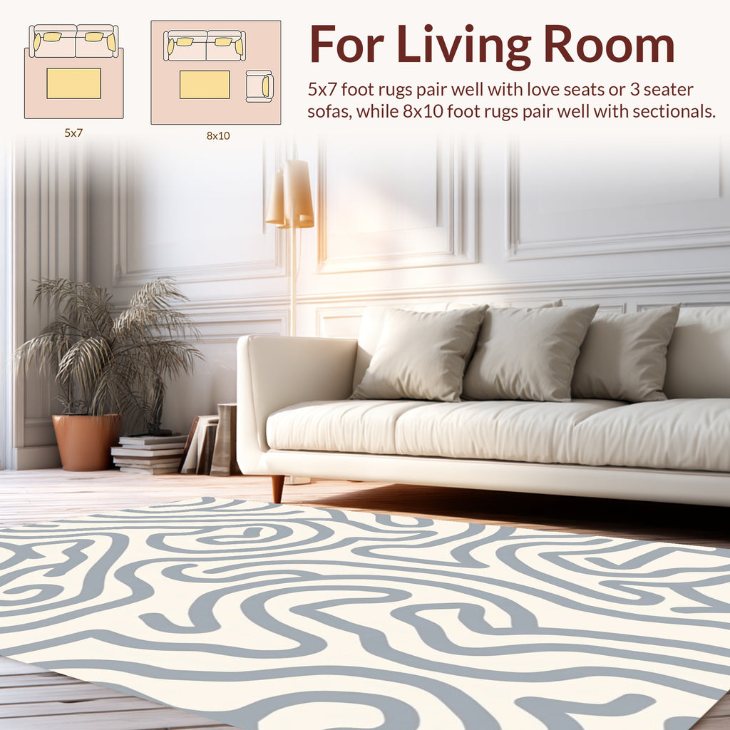 Curving Lines Abstract Gray Pattern Rug