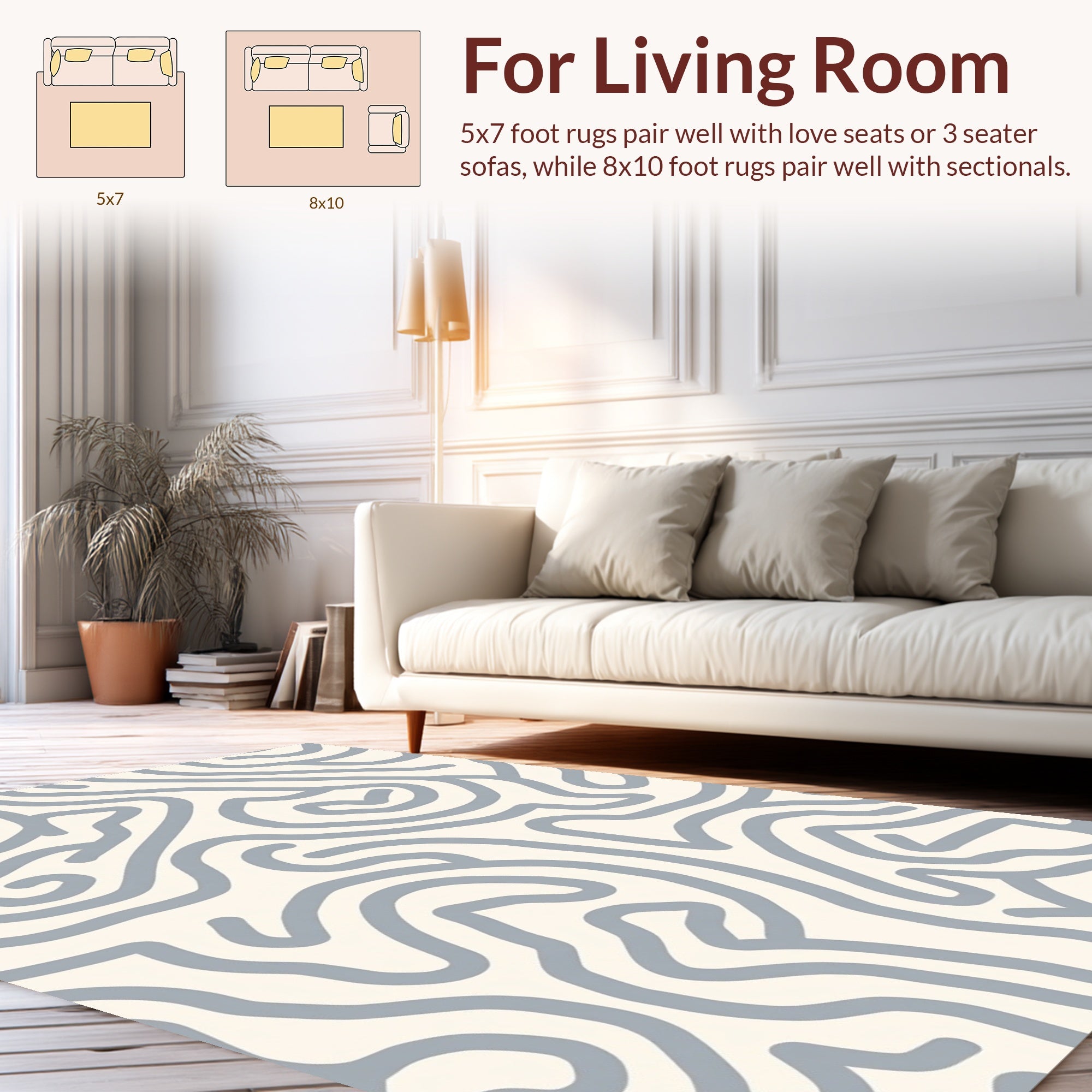 Curving Lines Abstract Gray Pattern Rug