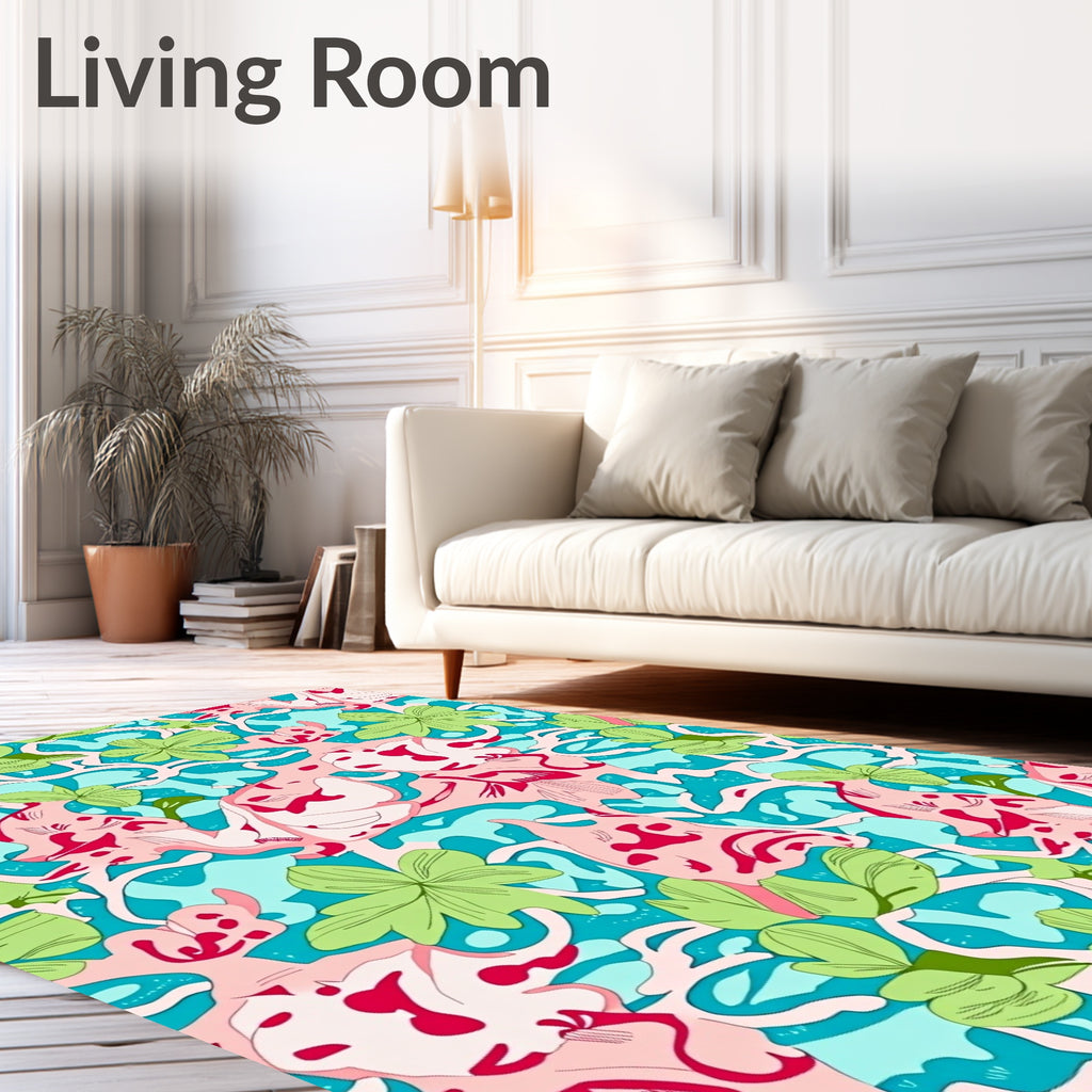Whimsical Floral Abstract Pattern Rug