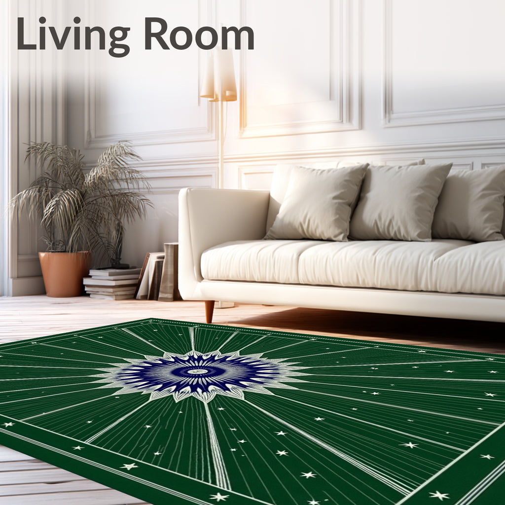 Emerald Green Sunburst Star Rug