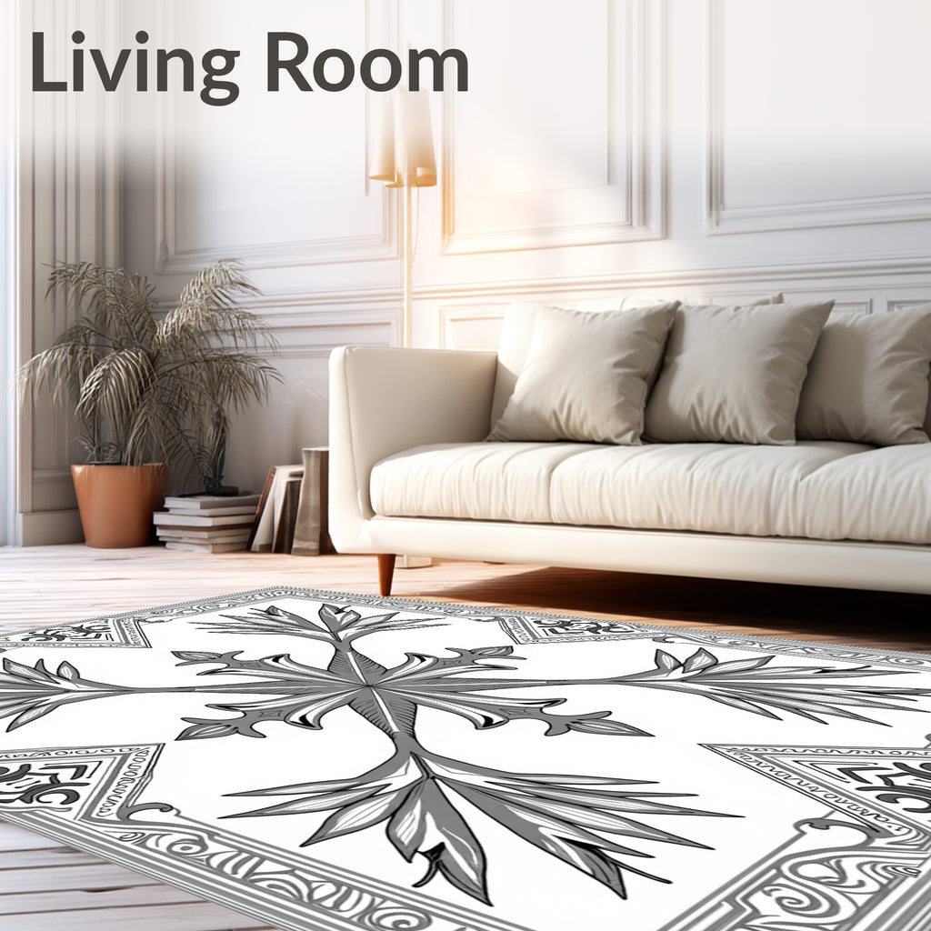 Ornate Floral Symmetry Design Rug