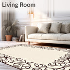 Ornate Floral Vine Border Design Rug