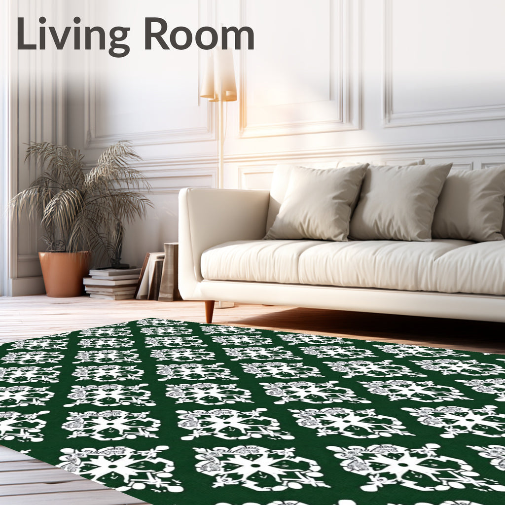 Dark Emerald Filigree Medallion Arrangement Rug