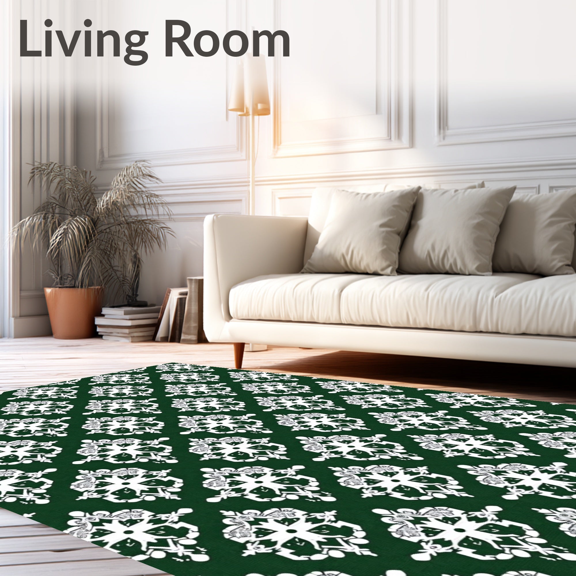 Dark Emerald Filigree Medallion Arrangement Rug
