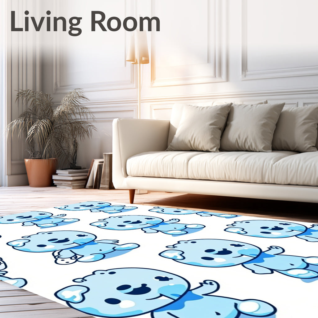 Cute Blue Bear Pattern Surface Rug