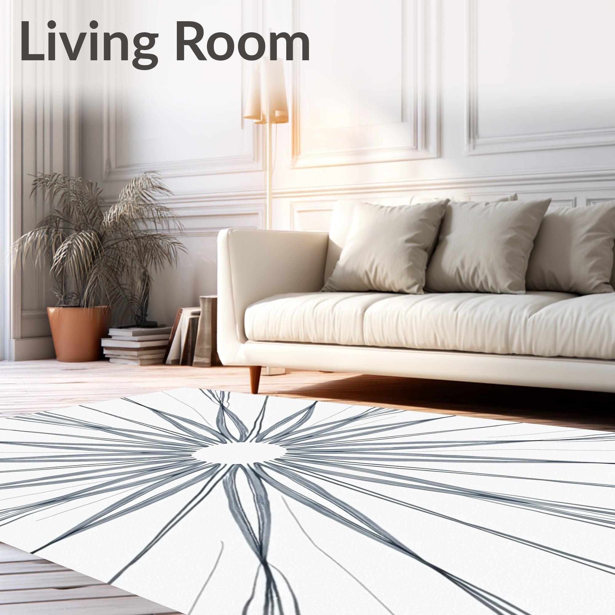 Abstract Radial Graphite Drawing Rug