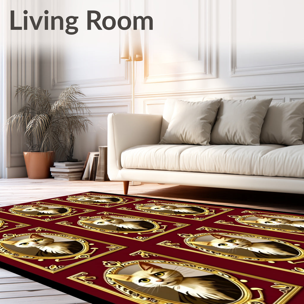 Ornate Royal Portrait Cats Design Rug