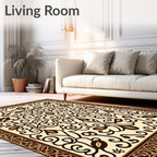 Intricate Floral Scrollwork Cream Rug