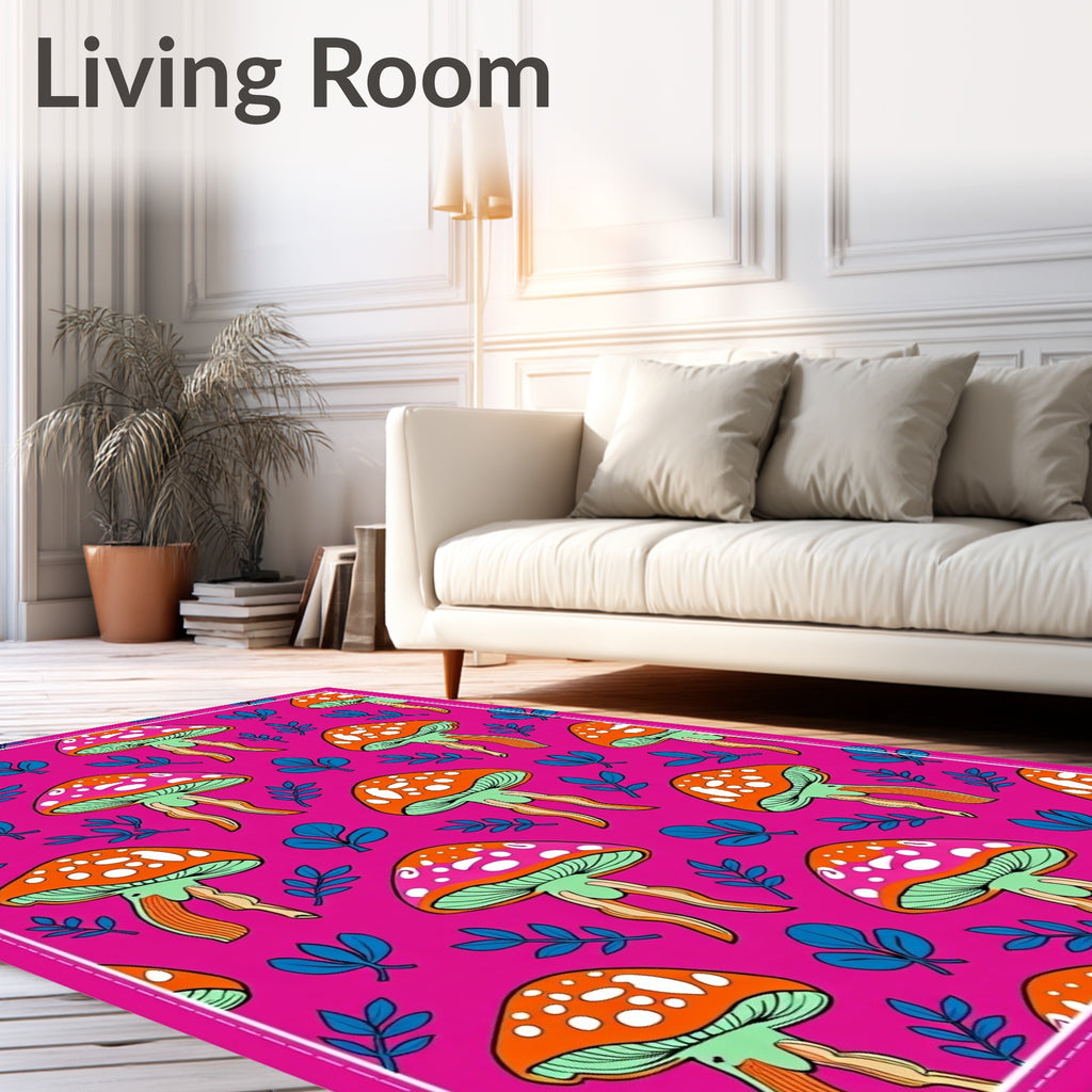 Whimsical Mushroom Pattern Design Rug