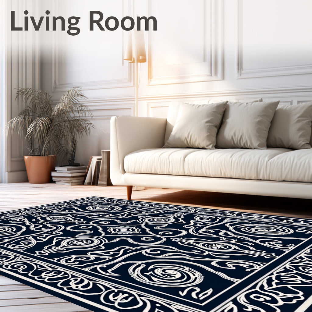 Ornate Swirls and Scrolls Pattern Rug
