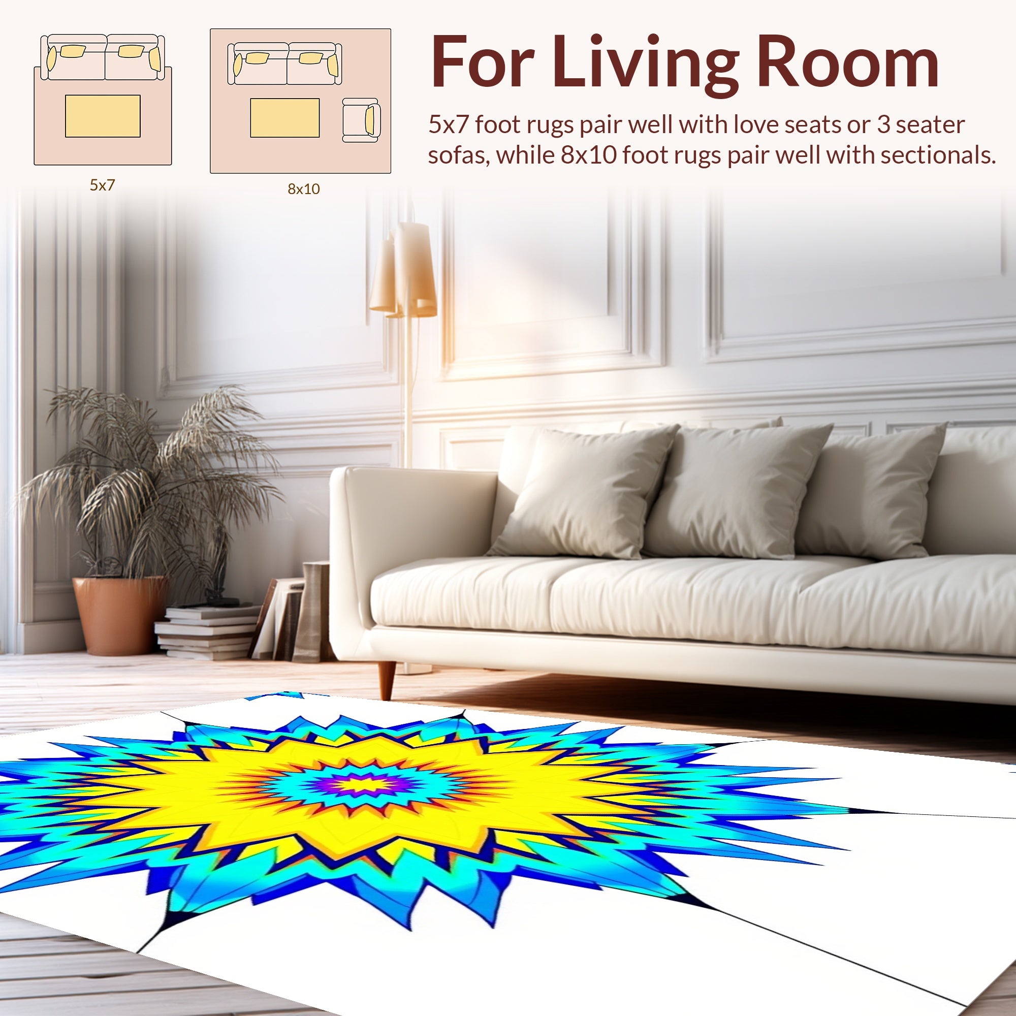 Vibrant Starburst Radial Pattern Rug