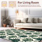 Dark Green Leafy Pattern Rug