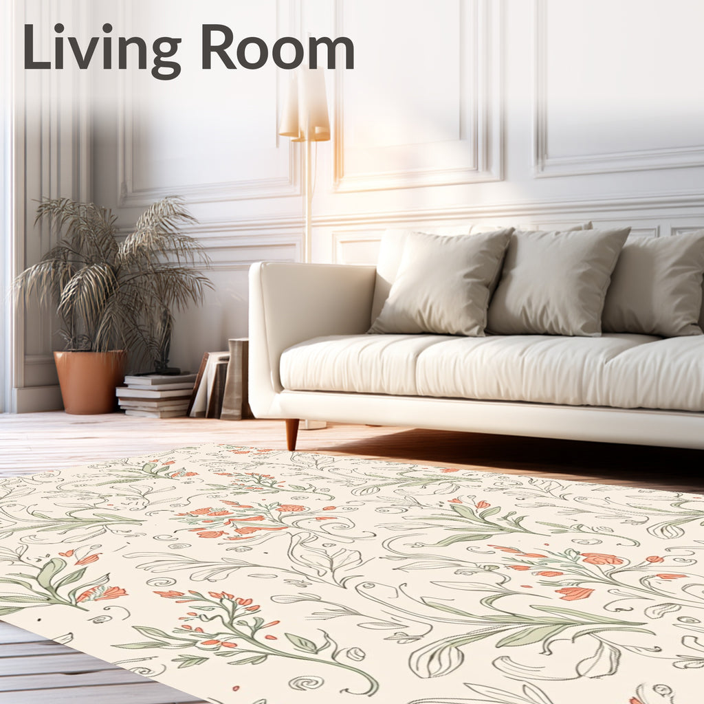 Botanical Vine Sketch Design Rug