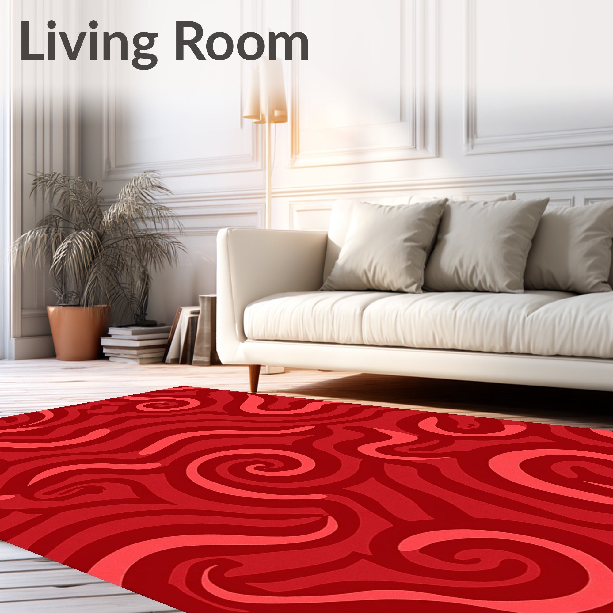 Radiant Red Swirl Pattern Rug