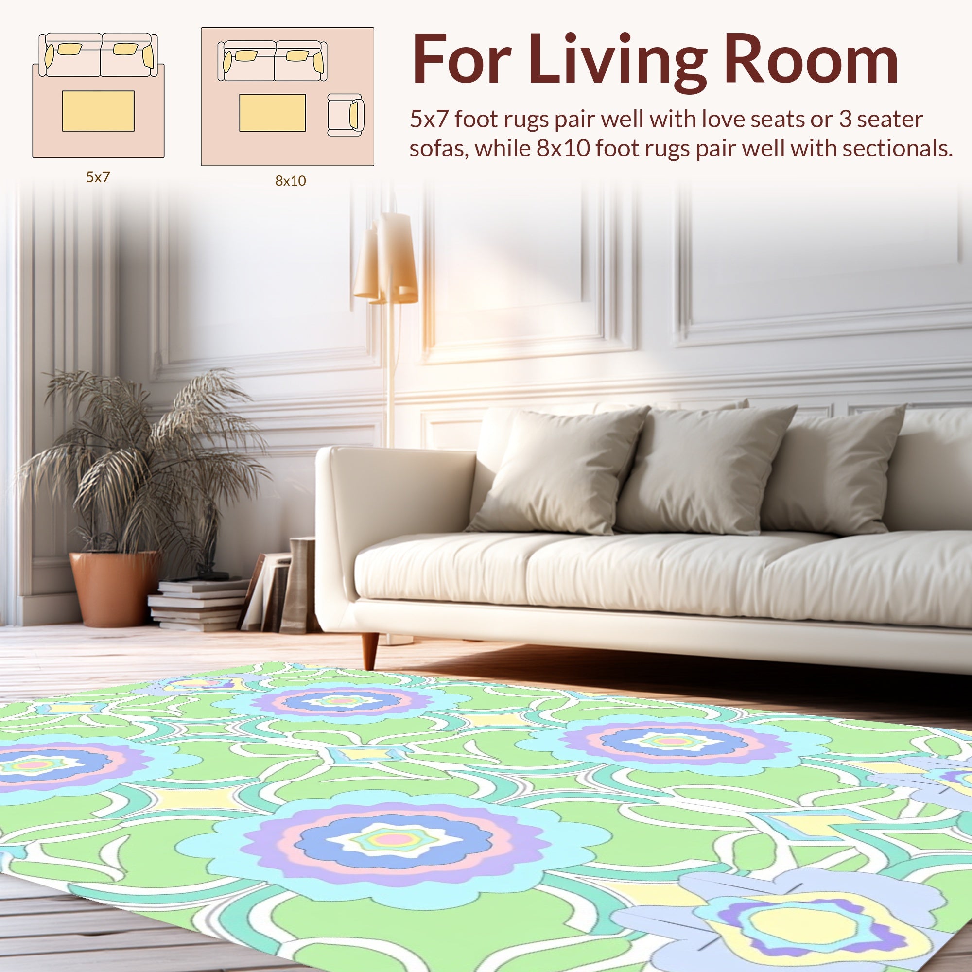 Pastel Floral Patterned Psychedelic Rug