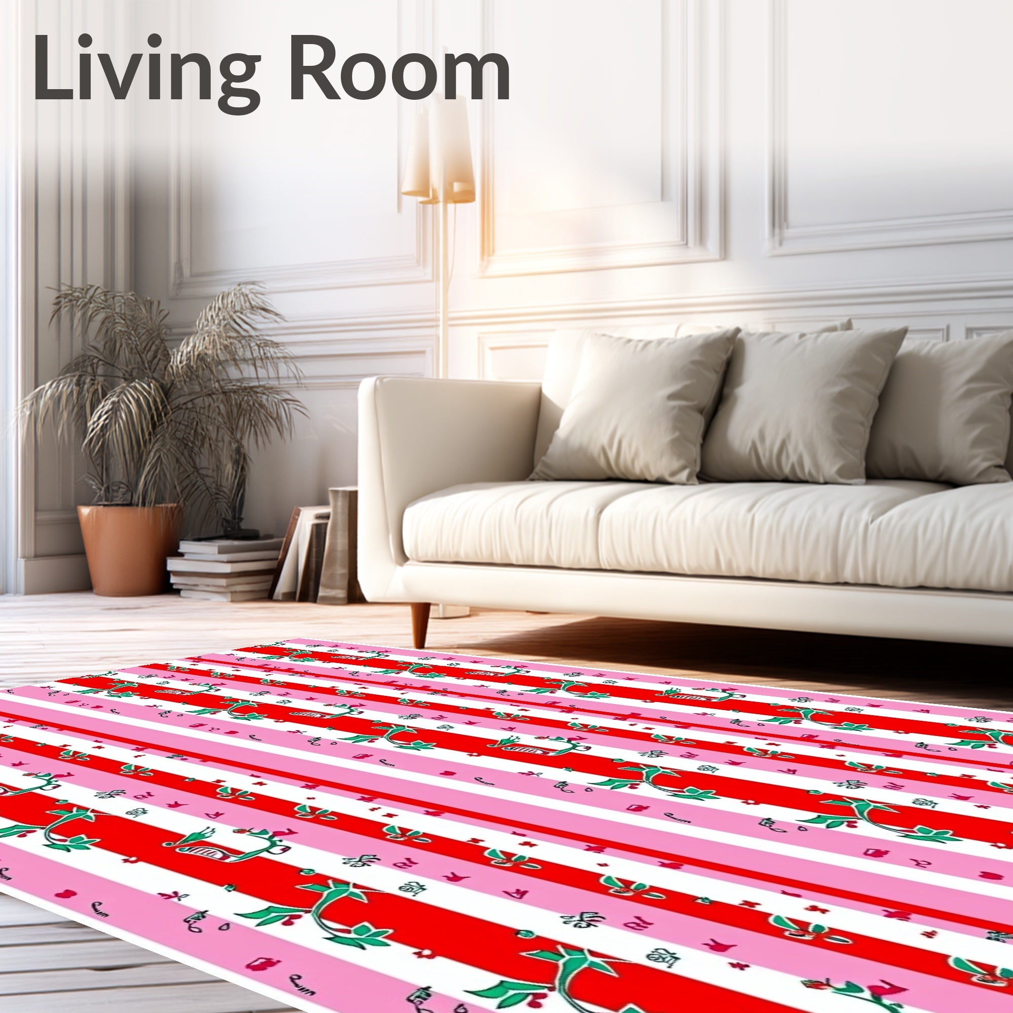 Whimsical Floral With Scooter Print Rug