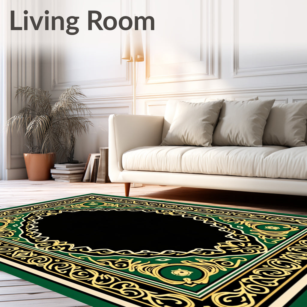Emerald Gold Ornate Classic Frame Rug