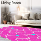 Pink Mesh With Aqua Stars Design Rug
