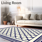 Royal Blue Lattice Pattern Frame Rug