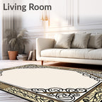 Elegant Black Gold Floral Pattern Rug