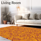 Ornate Swirls Golden Pattern Rug