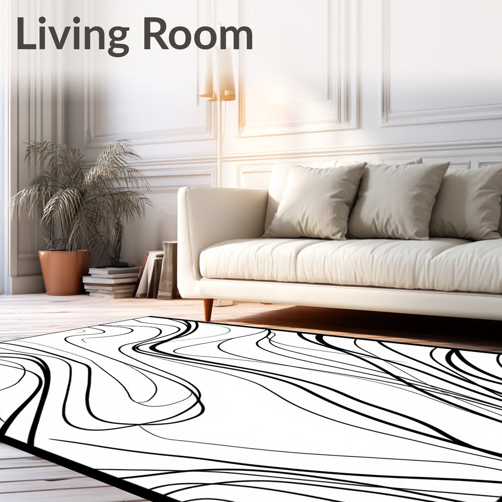 Bold Black White Abstract Lines Rug