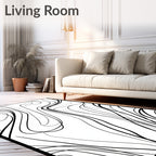 Bold Black White Abstract Lines Rug