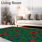 Emerald Green Red Berry Blossom Rug
