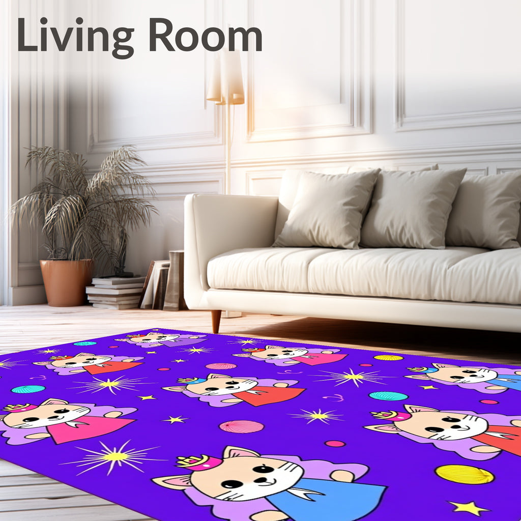 Cute Cat Princess Star Pattern Rug