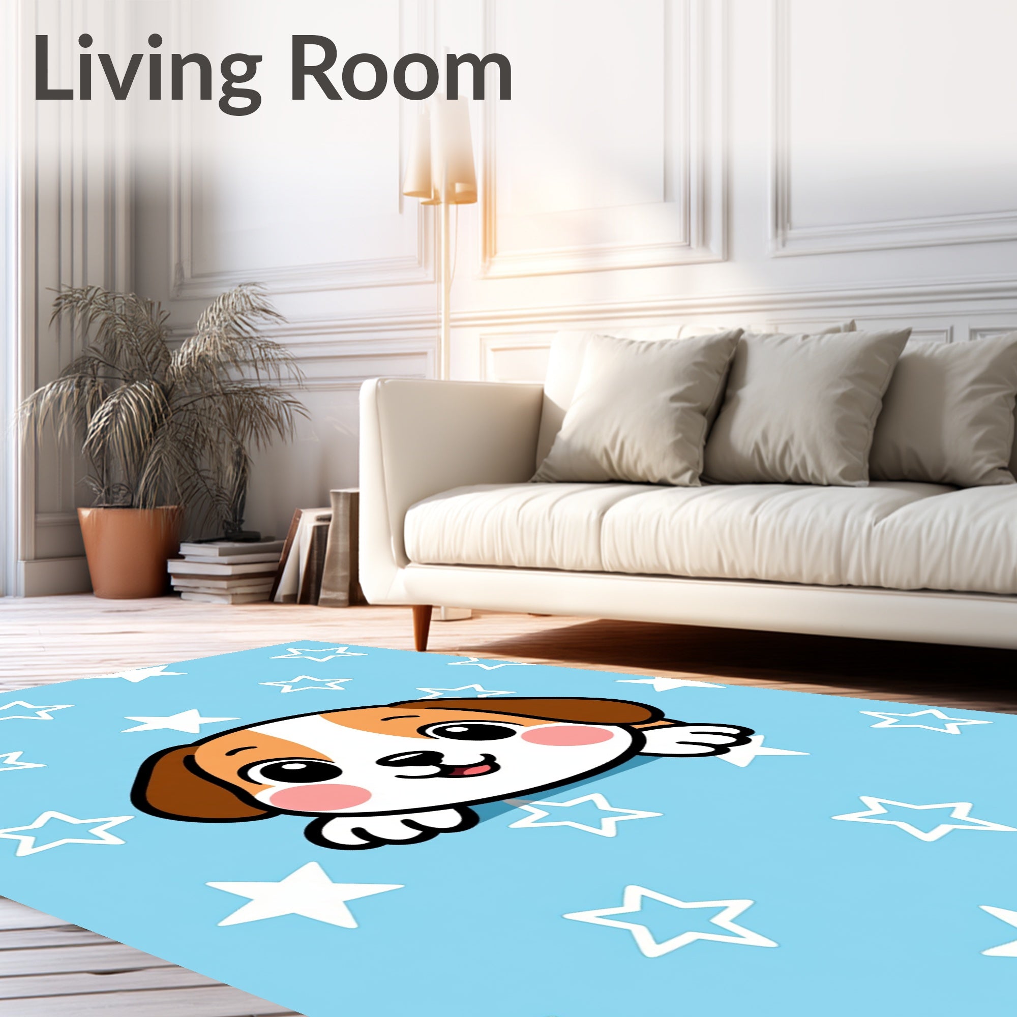 Cute Puppy Stars Pattern Rug