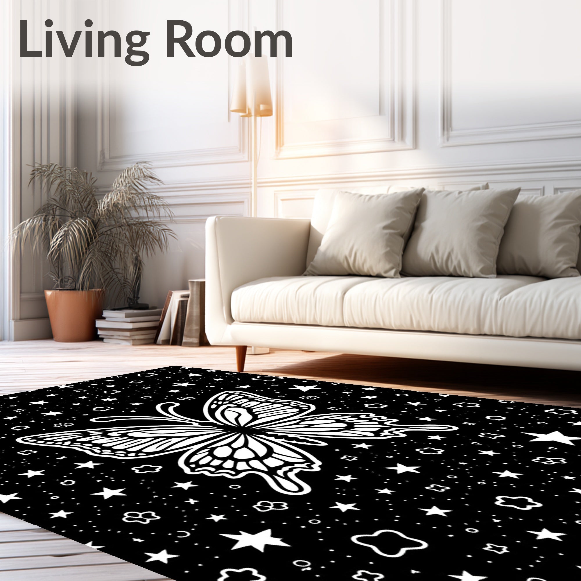 Celestial Butterfly Starry Night Pattern Rug