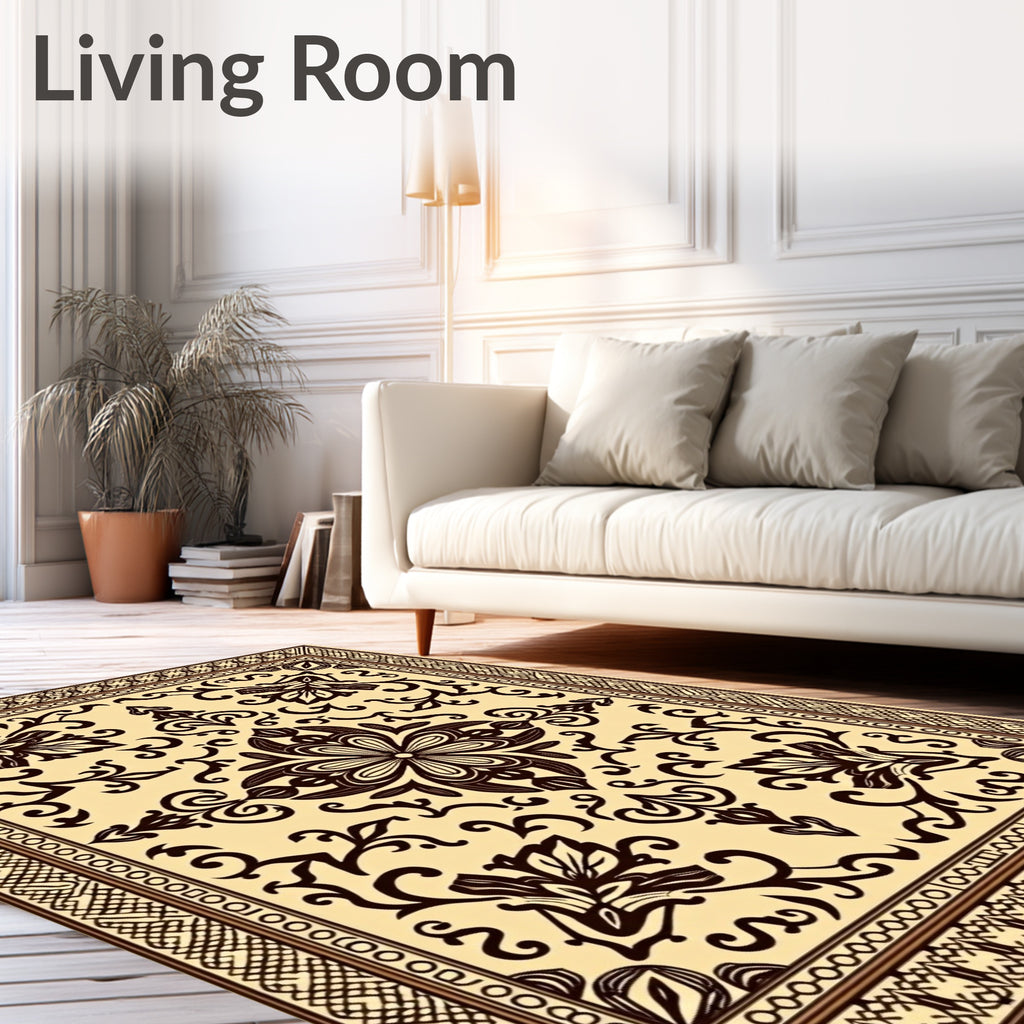 Intricate Floral Scrollwork Pattern Rug