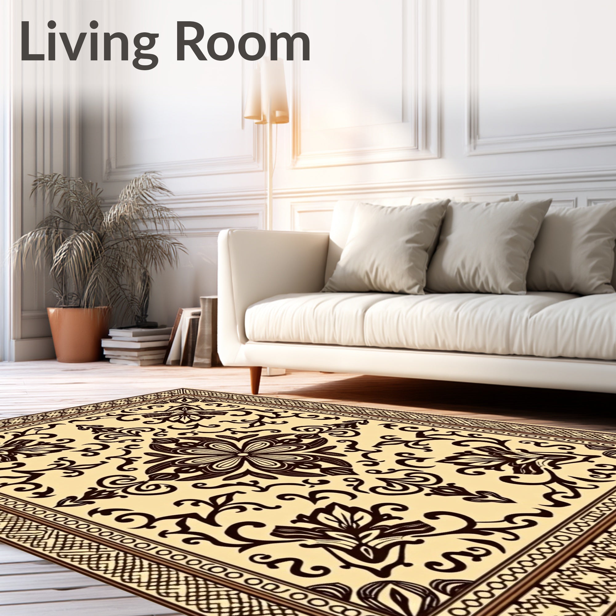 Intricate Floral Scrollwork Pattern Rug