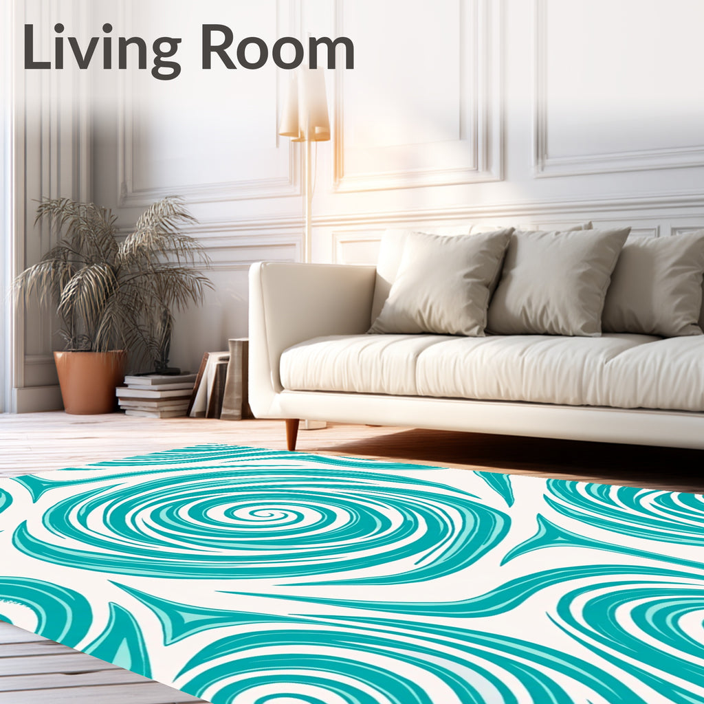 Teal Swirl Wave Pattern Rug
