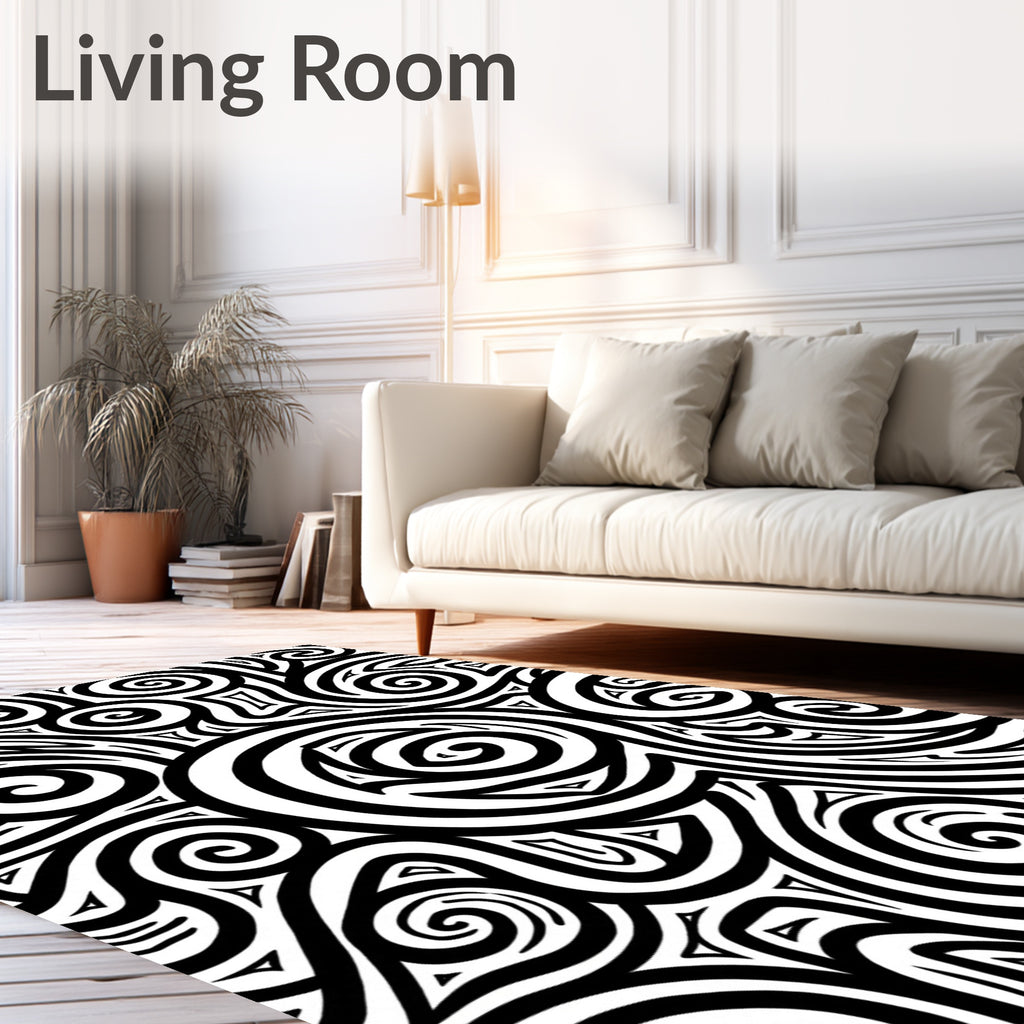 Abstract Swirls Patterned Design Rug