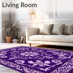 Classic Floral Scrollwork Indigo Pattern Rug